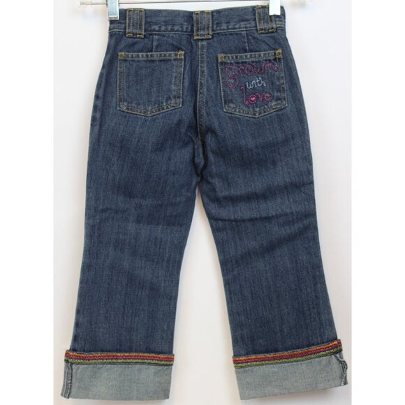 2004 Gymboree Grown with Love 6 Denim Jeans Carrot Embroider Peas Garden Radish - Picture 4 of 8